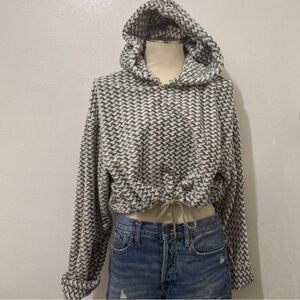 Gray and White Patterned Hoodie